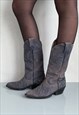 Vintage 90's leather cowboy boots in washed denim blue