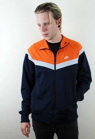 VINTAGE NAVY/ORANGE NIKE ZIP UP JACKET/JUMPER