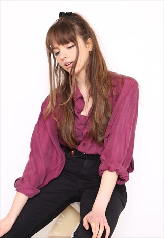 VINTAGE 90S PURPLE SILK OVERSIZED BLOUSE SHIRT