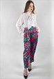REVIVAL LADIES 80'S PINK GREEN FLORAL VINTAGE TROUSERS
