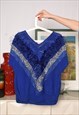 VINTAGE 80S HANDMADE SHIMMER FURRY KNIT BLOUSE TOP