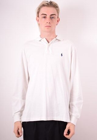 POLO RALPH LAUREN MENS VINTAGE POLO SHIRT LONG SLEEVE MEDIUM