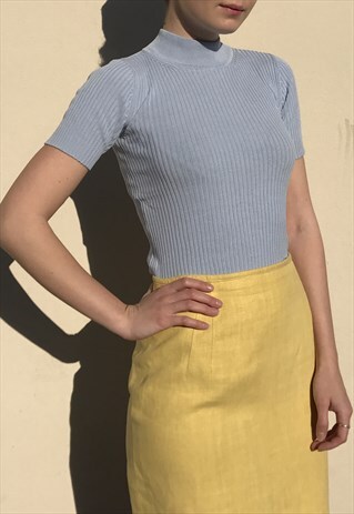 LIGHT BLUE SILK TOP