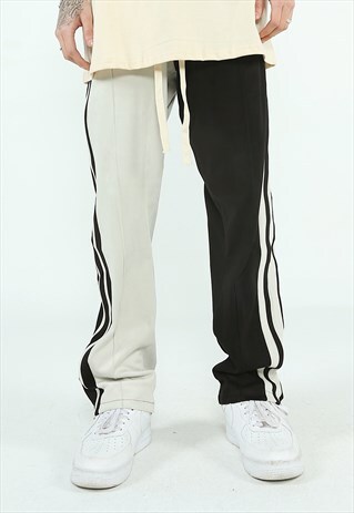 TWO COLORS PANTS WIDE STRIPED JOGGERS IN WHITE BLACK