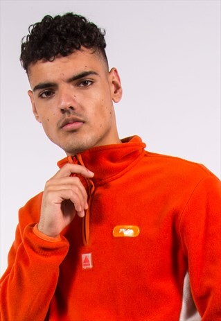 VINTAGE FILA 1/4 ZIP FLEECE SWEATSHIRT ORANGE