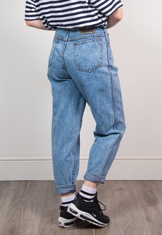 VINTAGE 90'S LIGHT BLUE DENIM HIGH WAIST MOM JEANS