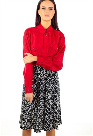 VINTAGE PATTERNED PLEATED SKIRT ACSK35