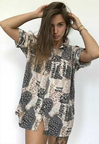 PATTERNED OVERSIZED RETRO VINTAGE UNISEX FESTIVAL SHIRT