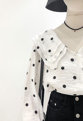 POLKA DOT BLOUSE WITH LAYERED COLLAR