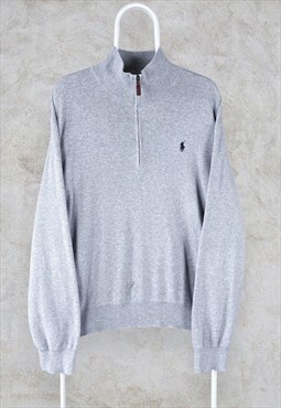 Polo Ralph Lauren Grey Sweatshirt 1/4 Zip Pullover Large