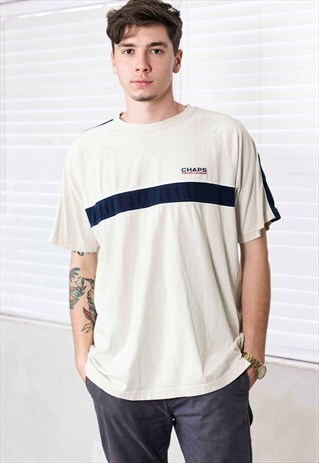VINTAGE CHAPS RALPH LAUREN T-SHIRT LOGO 90S L 10.7