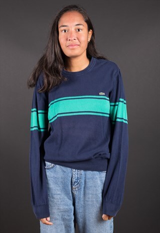 BLUE AND GREEN KNIT LACOSTE JUMPER
