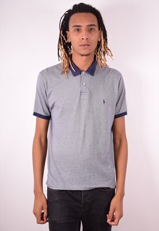 POLO RALPH LAUREN MENS VINTAGE POLO SHIRT MEDIUM BLUE 90S