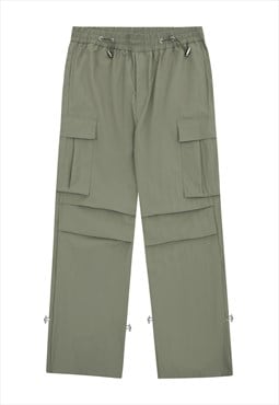 Parachute joggers cargo pocket pants skater trousers green