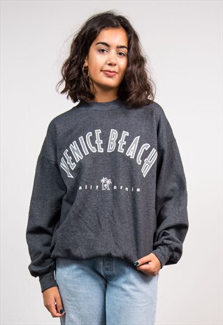 90'S VINTAGE VENICE BEACH GREY USA SWEATSHIRT