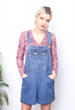 VINTAGE 90S BLUE SHORT DENIM DUNGAREES