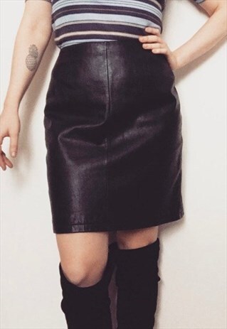 80S VINTAGE LEATHER SKIRT