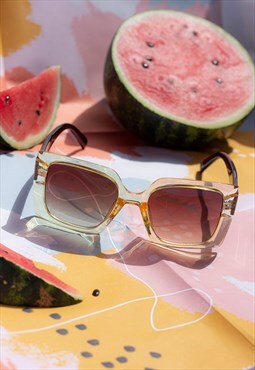 Yellow Oversized Pointed Edge Square Sunglasses