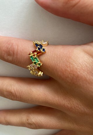 RAINBOW CLUSTER RING