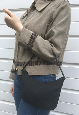 WOMENS GUCCI HANDBAG BLACK MONOGRAM PRINT BAG PURSE