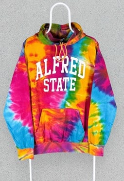 Vintage Alfred State Tie Dye Hoodie Pullover Mens Small