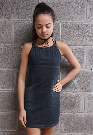 FAB DENIM HALTER NECK DRESS