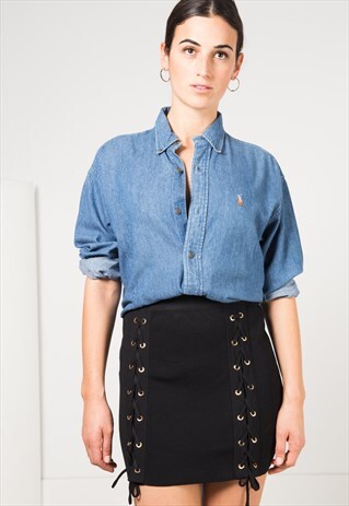 VINTAGE 80'S POLO RALPH LAUREN DENIM SHIRT / 0086 / 403