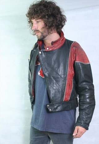 LEATHER VINTAGE BIKER JACKET.