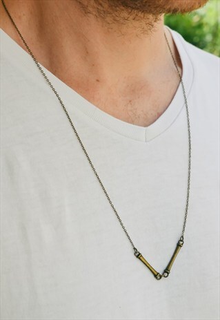 BAR NECKLACE FOR MEN, MEN'S BRONZE CHAIN NECKLACE, FOR HIM
