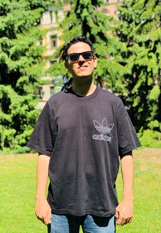 ADIDAS BLACK PREMIUM HEAVY LONG COTTON T SHIRT TEE SKATE