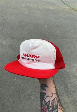 Vintage Rare 80s Sharp Electronics Trucker Hat Cap