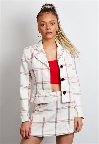 RARE VINTAGE 90'S PLEASE WHITE CHECK CO-ORD SET