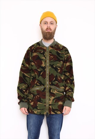 VINTAGE ARMY CAMO PRINT FLEECE JACKET