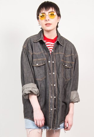 VINTAGE 90'S DARK GREY DENIM SHIRT