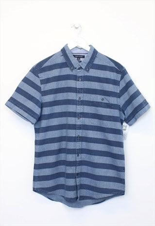 Vintage Tommy Hilfiger striped shirt in blue. Best fits L