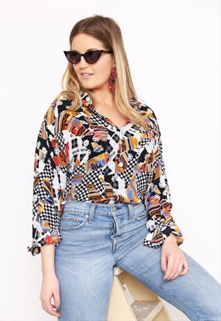 VINTAGE 80S CRAZY PRINT SHIRT