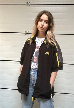 90S VINTAGE BLACK ADIDAS SHORT SLEEVED JACKET