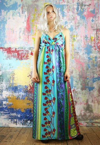 SILKY MARRAKESH HALTER NECK MAXI DRESS