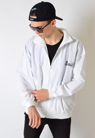 VINTAGE 90S WHITE LIGHTWEIGHT BOMBER JACKET
