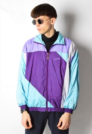 KILLTEC VINTAGE 90S PURPLE COLOUR BLOCK SHELL TRACK JACKET