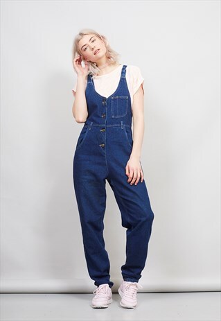 VINTAGE 80'S LEE DARK-WASH OVERSIZED DUNGAREES