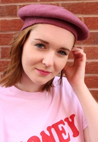 VINTAGE 90S FEZKO PURPLE WOOL BERET HAT