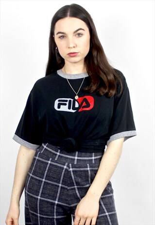 90'S RETRO BLACK & GREY SPELL-OUT T-SHIRT