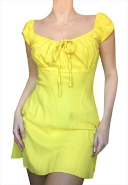 Vintage Y2K 90's/00's Yellow Milkmaid Bustier Mini Dress