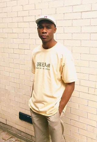 SOFT COTTON STONE T-SHIRT WITH GOTHIC LOGO DESIGN PRINT