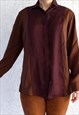 VINTAGE TOP BLOUSE BROWN RED SIZE XS B120 SUMMER SPRING