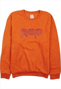 Vintage 90's Gap Sweatshirt Spellout Crew Neck Orange Large