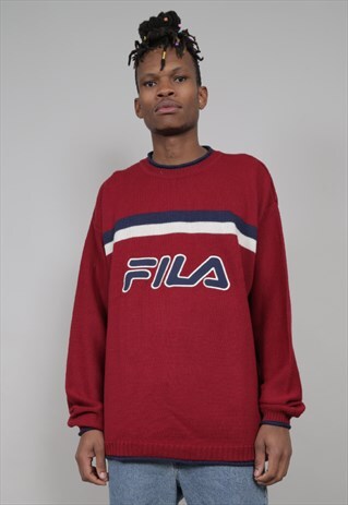 VINTAGE 90'S FILA OVERSIZED BURGUNDY JUMPER