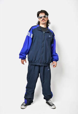 ADIDAS vintage sport tracksuit set blue navy for men 