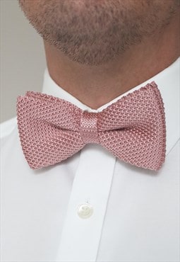 Wedding Handmade Polyester Knitted Bow Tie In Dusty Pink